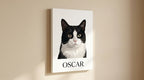 Personalized cat portrait canvas by Purrfect Match featuring a custom wall art print of a cat photo.