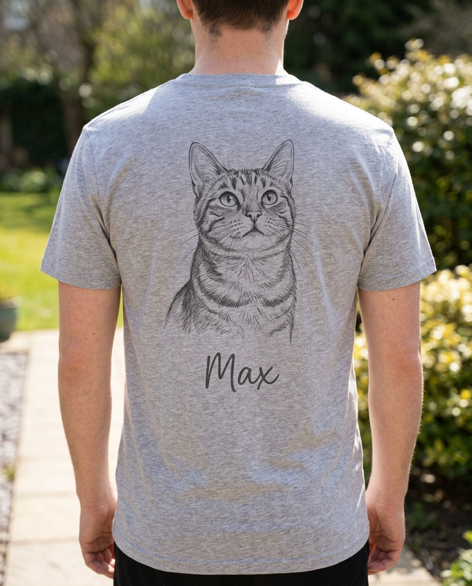 Personalized Pencil Cat Portrait T-Shirt – Turn Your Cat into Wearable Art