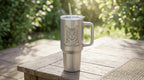 Personalized cat portrait stainless steel travel tumbler with handle and straw, 1200ml vacuum flask for cat lovers.
