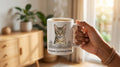 Personalized Purrfect Match mug featuring a custom cat portrait print on ceramic mug with cat photo design.