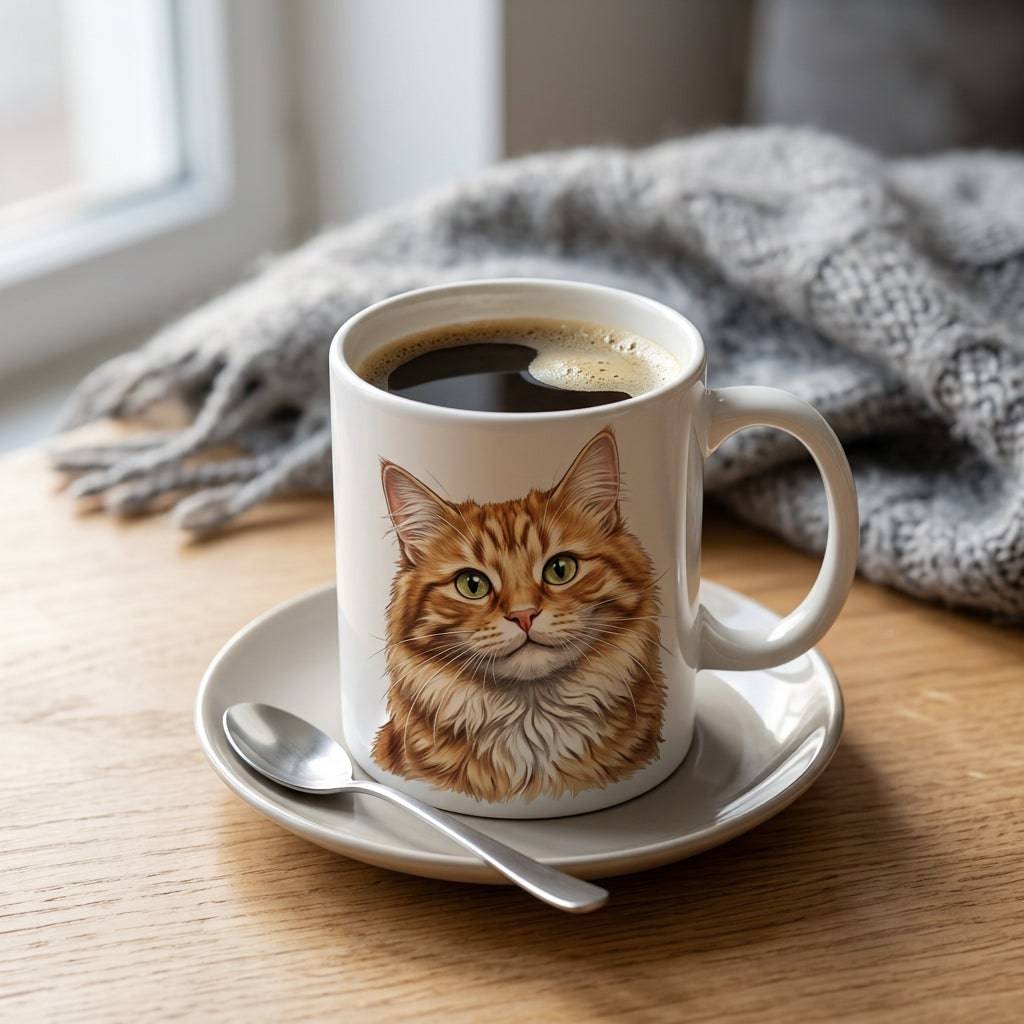 Personalized Purrfect Match cat mug featuring custom photo of your cat, perfect for cat lovers and unique gift ideas.