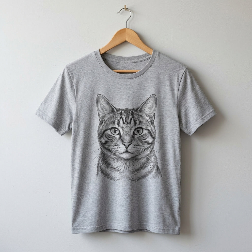 Personalized Pencil Cat Portrait T-Shirt – Turn Your Cat into Wearable Art