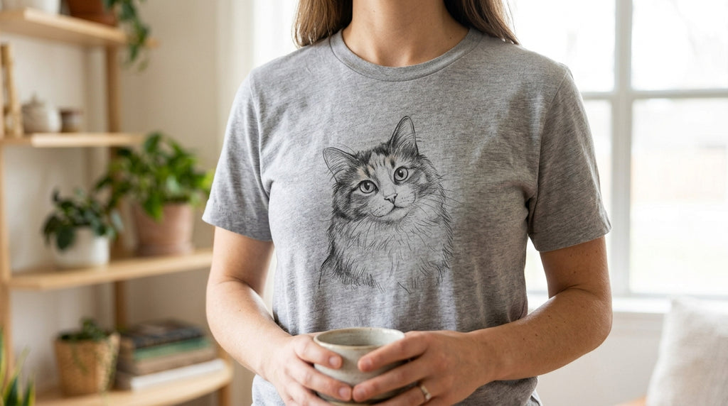Personalized Pencil Cat Portrait T-Shirt – Turn Your Cat into Wearable Art