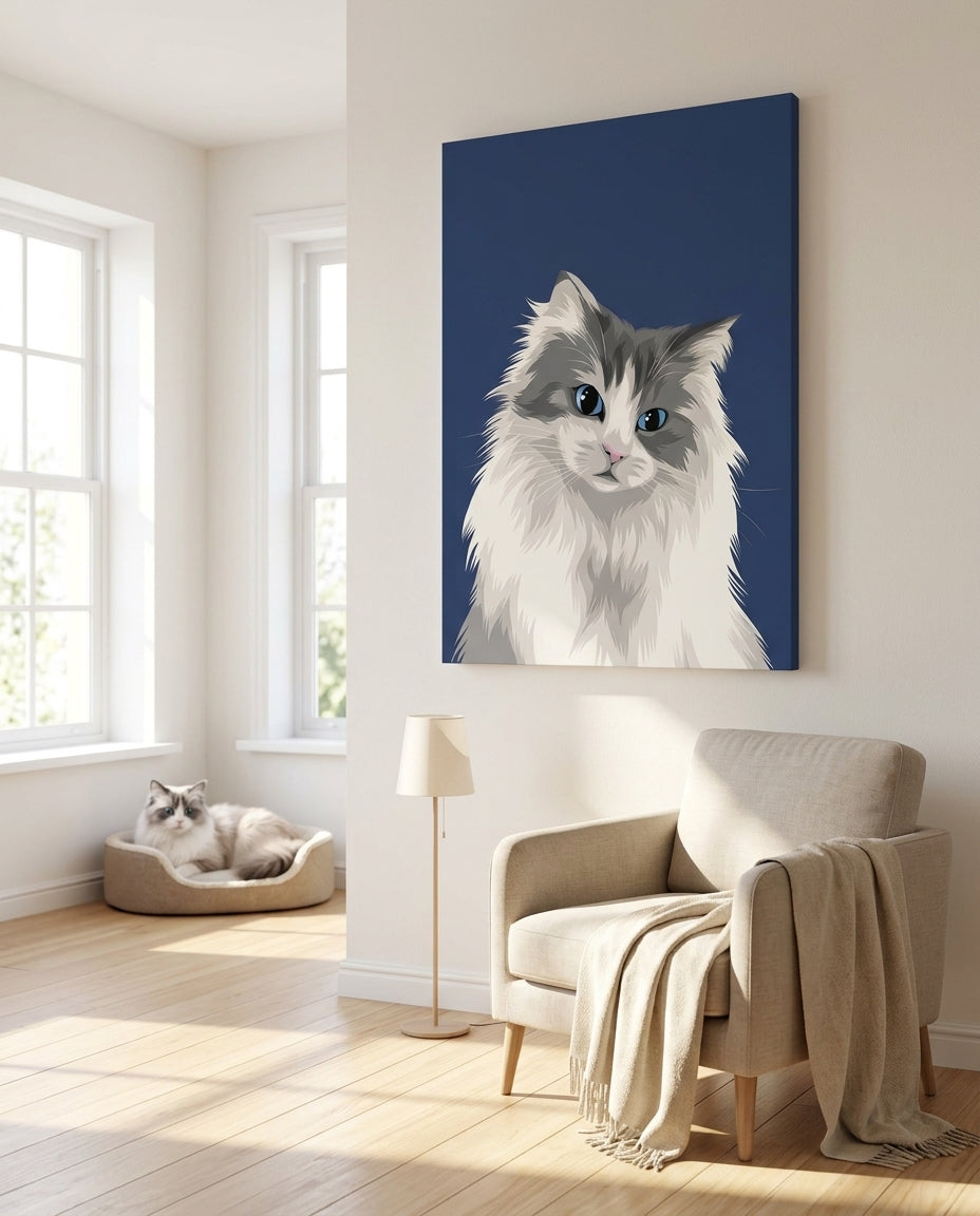 Personalized Purrfect Match cat portrait canvas featuring a custom wall art print of a cat photo on a canvas.