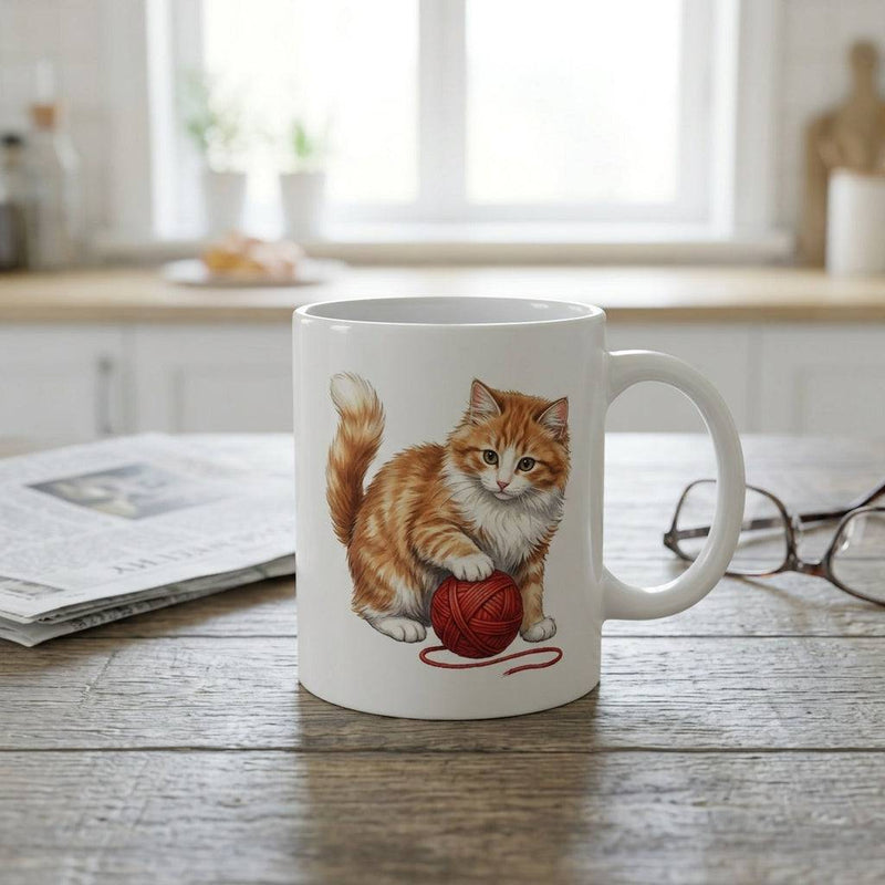 Personalized Purrfect Match cat mug featuring custom photo of your cat on a ceramic mug.