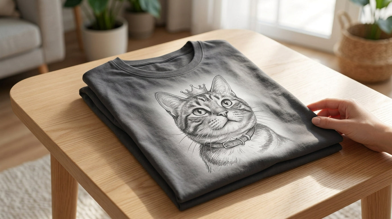 Personalized Pencil Cat Portrait T-Shirt – Turn Your Cat into Wearable Art